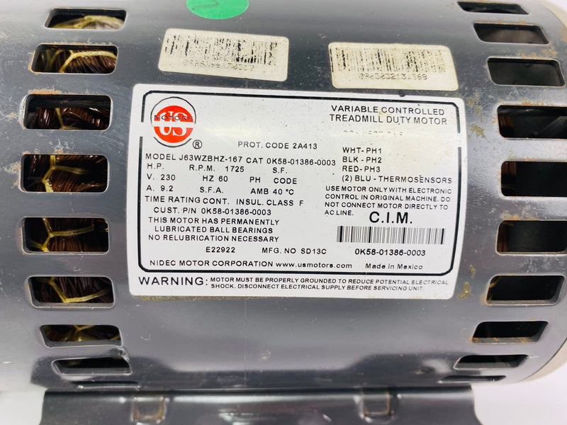 Life Fitness Treadmill AC Drive Motor 230V J63WZBHD-150 (MP39)